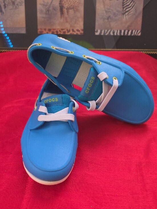 CROCS Other - CROCS Kids Blue and White Slip-On Boat Sneakers